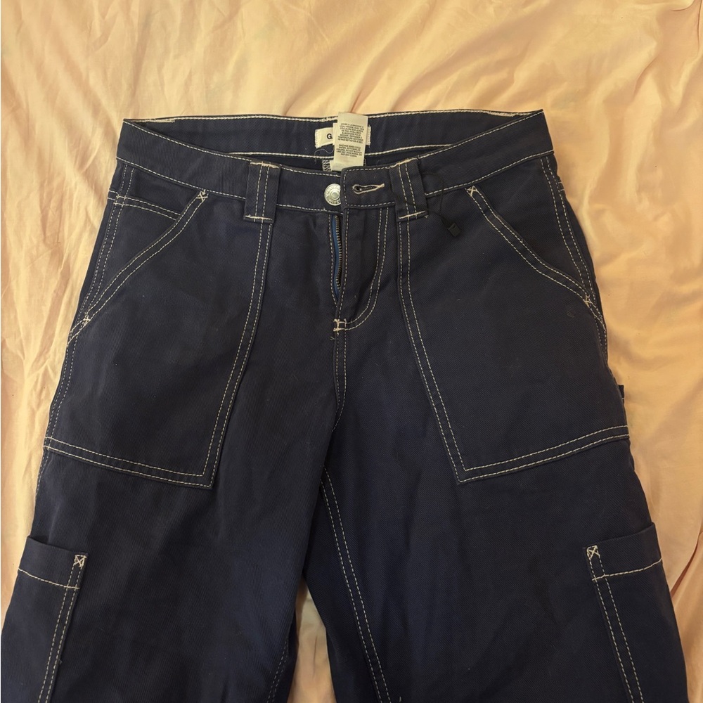 Garage Dark Blue Pants with White Stitching